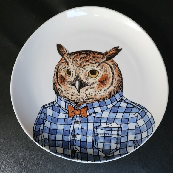 Rachel Kozlowski West Elm Dapper Owl Plate - Picture 1 of 2